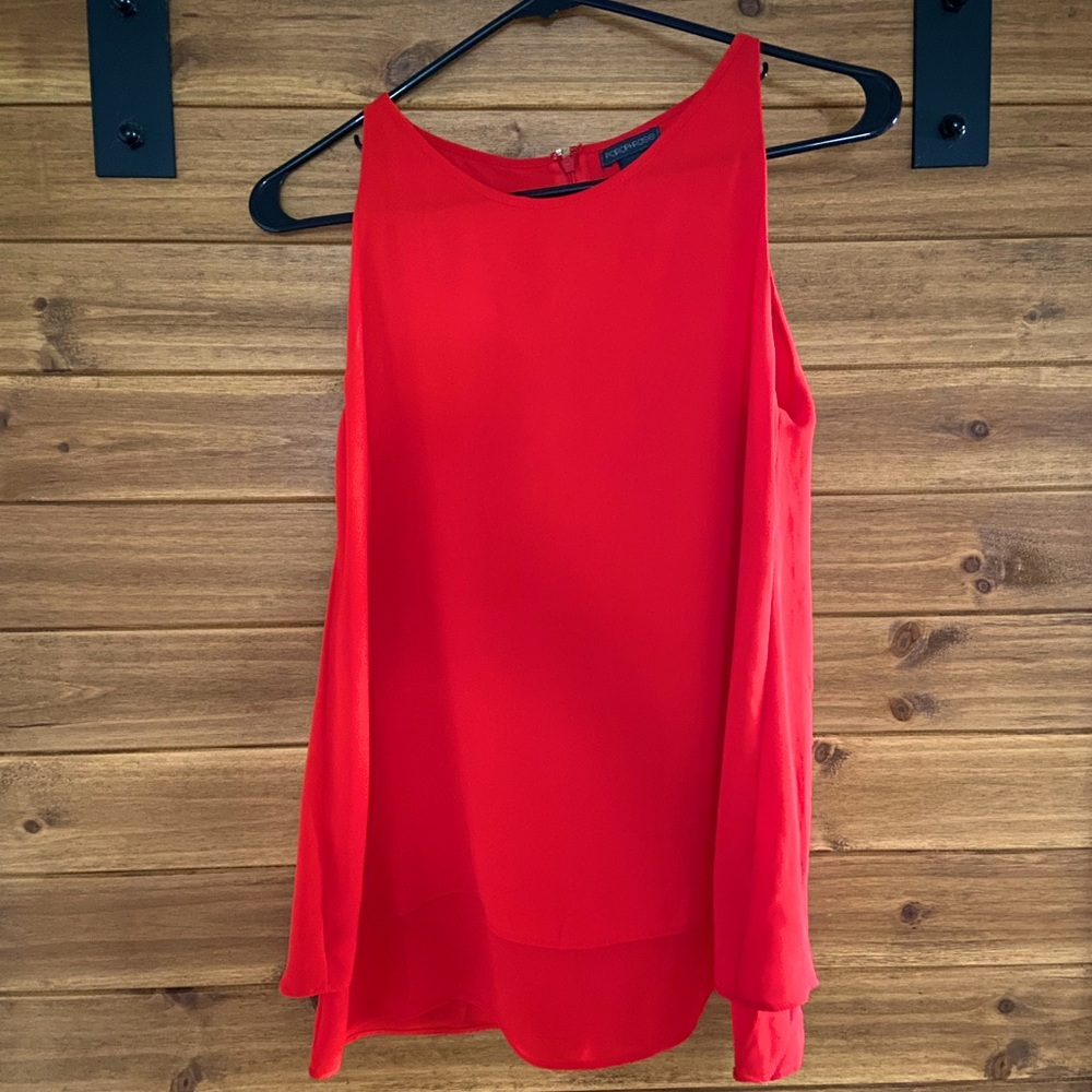 Red Layered Top with Thin Straps
